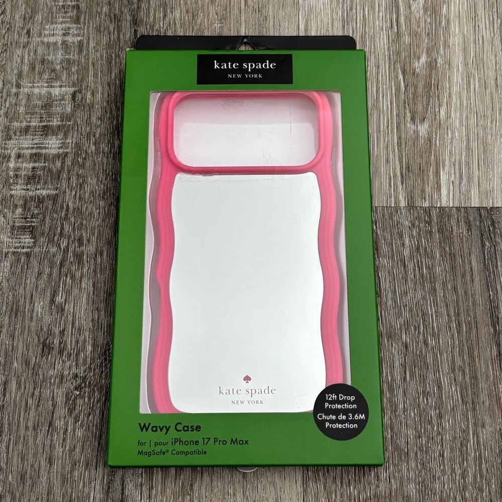 Kate Spade iPhone 17 Pro Max Wavy Mirror Case Pink NIB